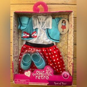 Our Generation Retro Kids Doll Matching Set - Red and Blue